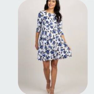 Pinkblush Blue Floral Long Sleeve Dress
